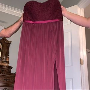 David’s Bridal wine color dress